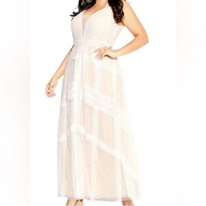 City Chic Cream Lace Maxi Dress